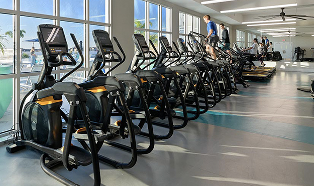 Fitness center with treadmills