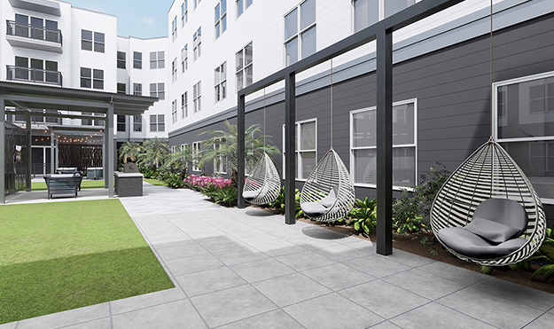 Courtyard with hammocks